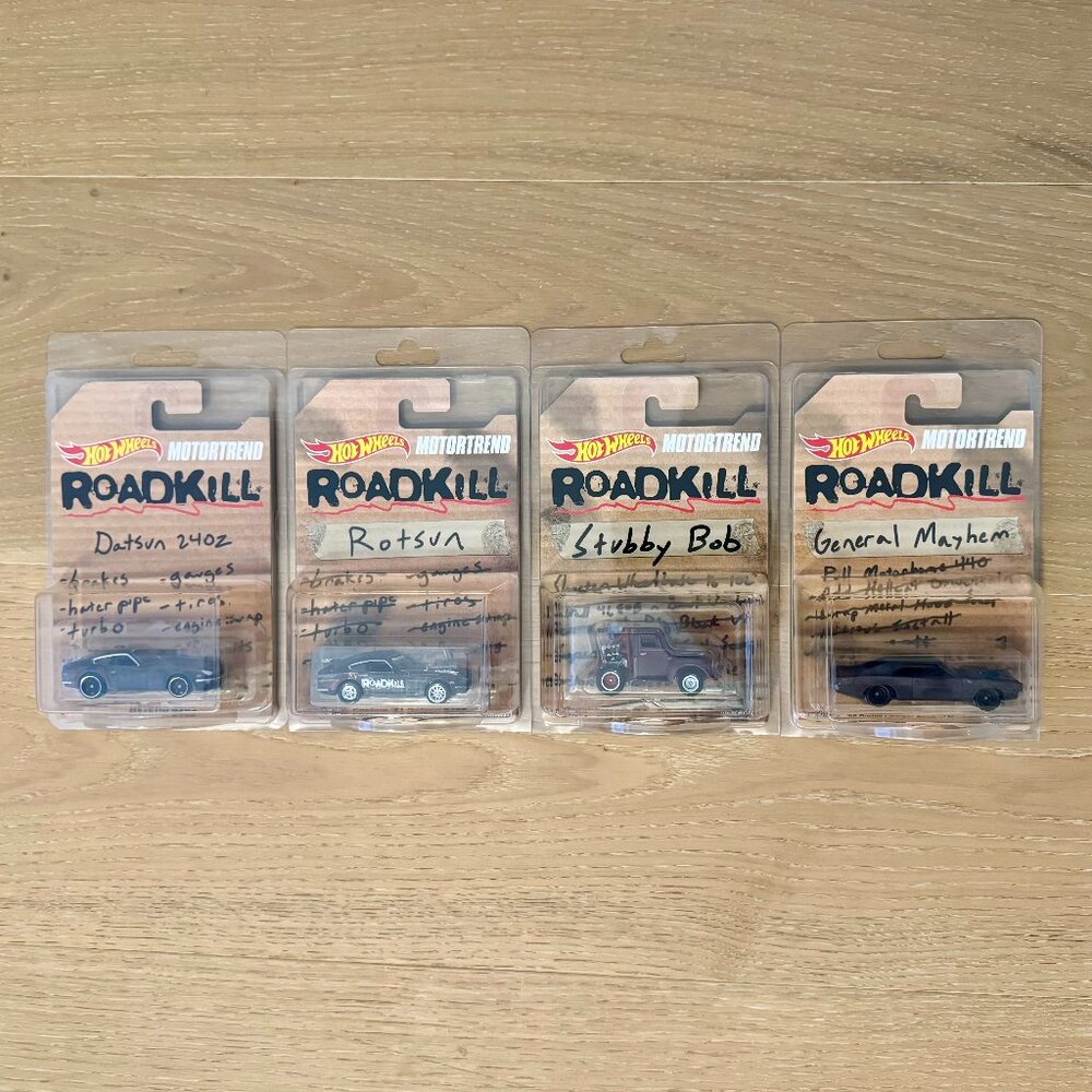 Hot Wheels Roadkill Set (Datsun 240Z, Rotsun, Stubby Bob, General Mayhem)